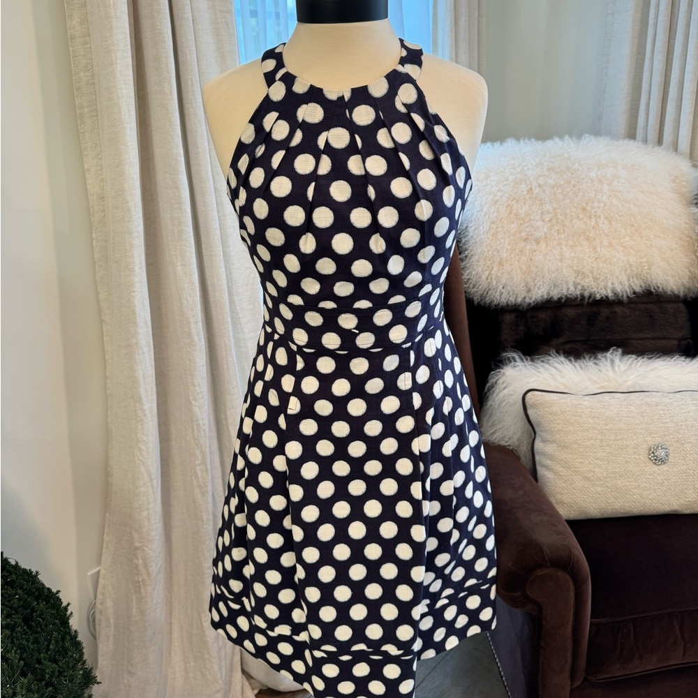 Eliza J Navy & White Polka Dot Dress - Size 6 - Picture 8 of 10